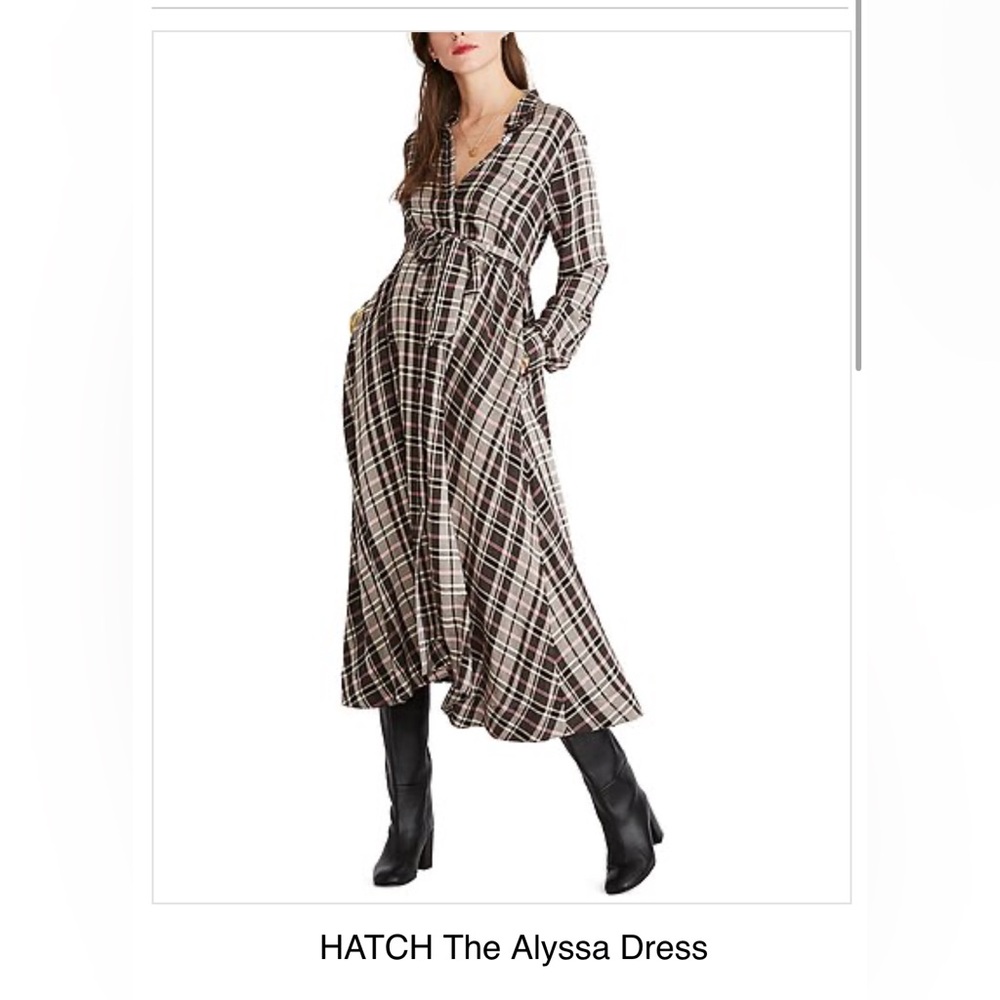 Hatch Alyssa Plaid Long Sleeve Dress maternity postpartum 0 EUC